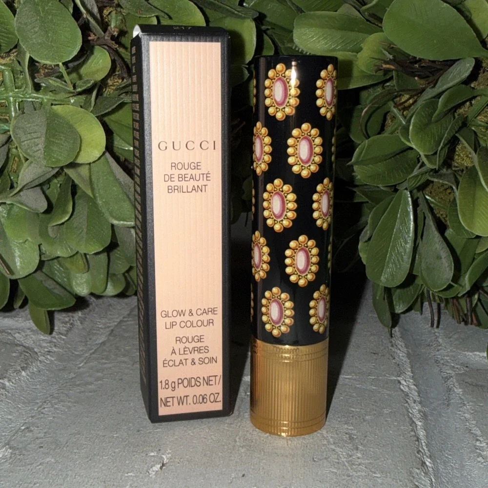 Gucci Rouge De Beauté Brillant Glow & Care Lipstick 217 Valeria Rose 0.06oz